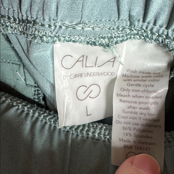 CALIA by Carrie Underwood Teal Self-Belt Ankle Pants Size Large - Picture 2 of 8